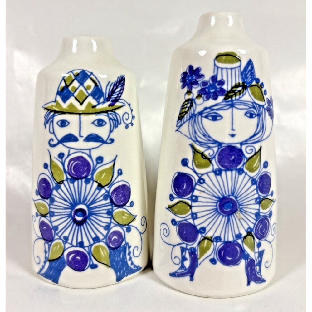 Figgjo Lotte Turi Design Norway Salt & Pepper Shakers Folk-Style Ceramic MCM